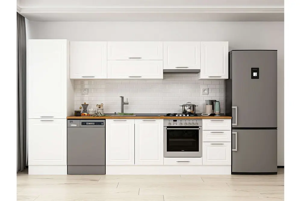 Alvinka 315X210 Cm Klasik Mebran Mutfak Dolabı, Mb E90B60S45 1 Mebran Beyaz Suntalam