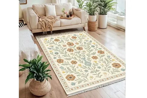 Bahar Bahçesi Vintage Dokuma Taban Halı, 386 Yng, 60X120 Cm