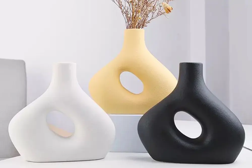 Modern Vazo Büyük Boy Set Sarı Beyaz Siyah