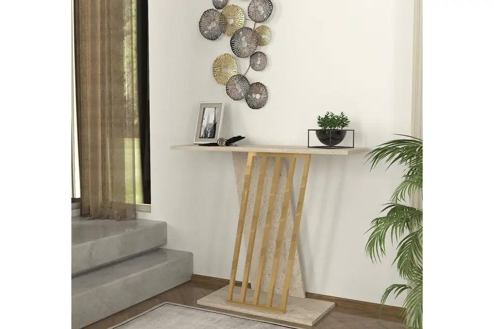 Gravity Traverten Desenli Gold Metal Dresuar