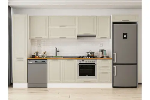 Alvinka 370X222 Cm Klasik Mebran Mutfak Dolabı, Mbb E80B45S45 1 Mebran Kumtaşı Suntalam