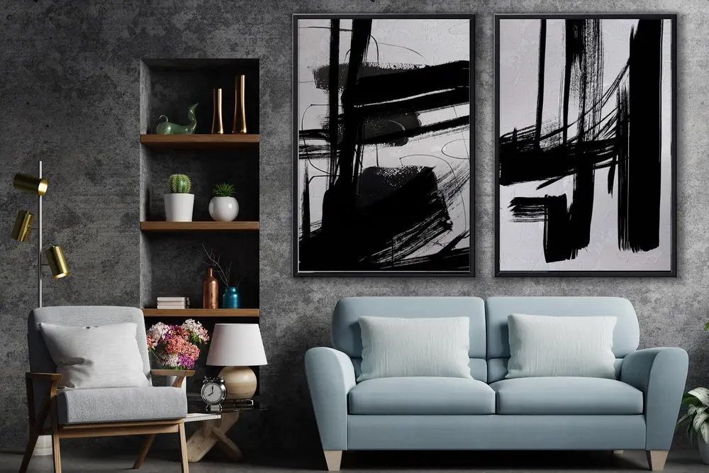 Ahşap Traverten Dokulu Soyut Resım Tablo, 60X90, 19 2'Li