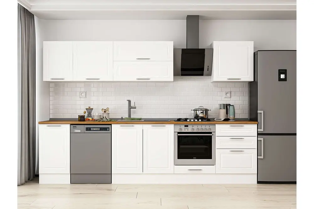 Alvinka 315X210 Cm Klasik Mebran Mutfak Dolabı, M E90S45S60 2 Mebran Beyaz Suntalam