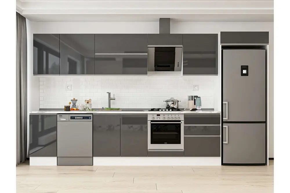Alvinka 395X222 Cm Mutfak Dolabı, Mb E90S45S60 2 Antrasit Suntalam