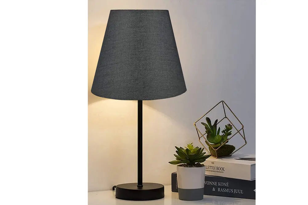 Evlight Black Tekli Abajur Metal Masa Lambası, Siyah