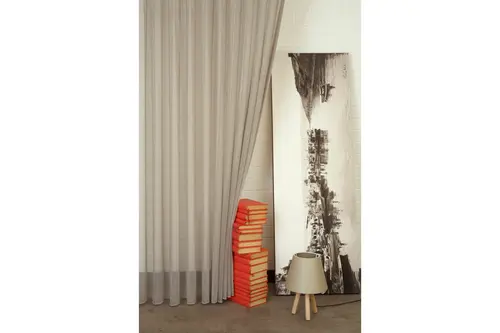 Kırçıllı Keten Orta Sık Pile Tül Perde, Gri, 100X260