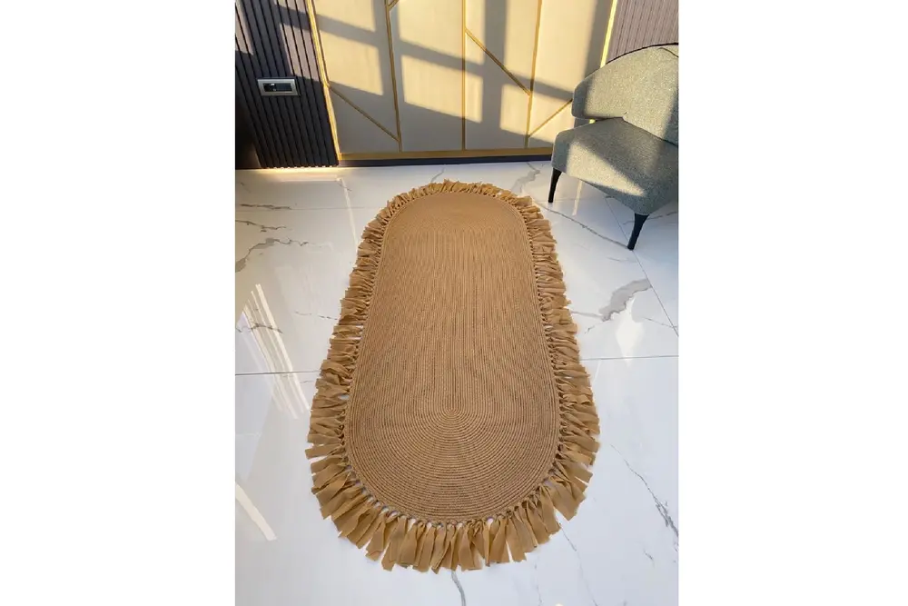 Milda Jüt Hasırlı El Örgüsü Kilim 78 Jüt Halı 80X150