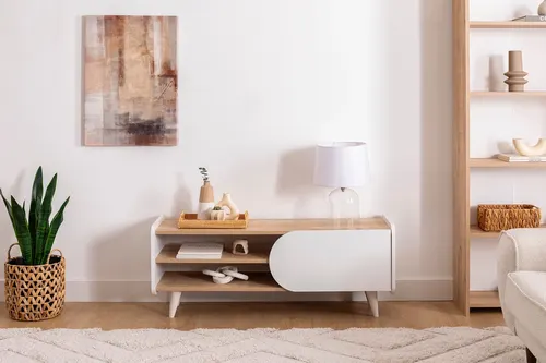 Mindy Tv Sehpası, Safir Meşe Beyaz, 120 Cm