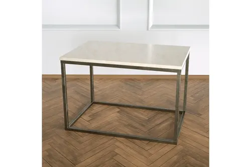 Potrica Yan Sehpa Eskitme Pirinç Ayak Bej Mermer Tabla