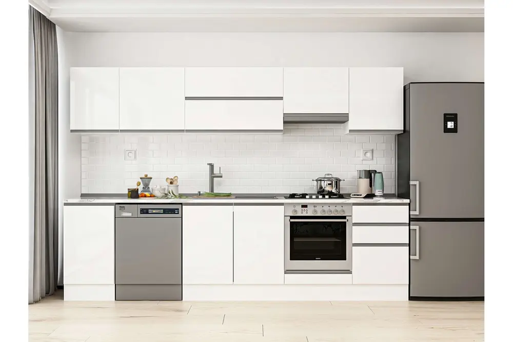 Alvinka 295X210 Cm Mutfak Dolabı, M E80S45S50 1 Beyaz Suntalam