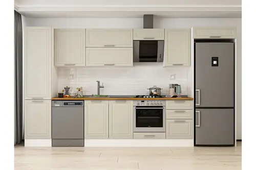 Alvinka 390X222 Cm Klasik Mebran Mutfak Dolabı, Mbb E90B50S50 2 Mebran Kumtaşı Suntalam