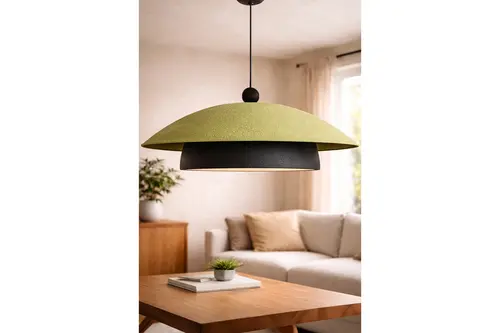 Handmade Wabi Sabi Karbon Beton Avize, Pistachio