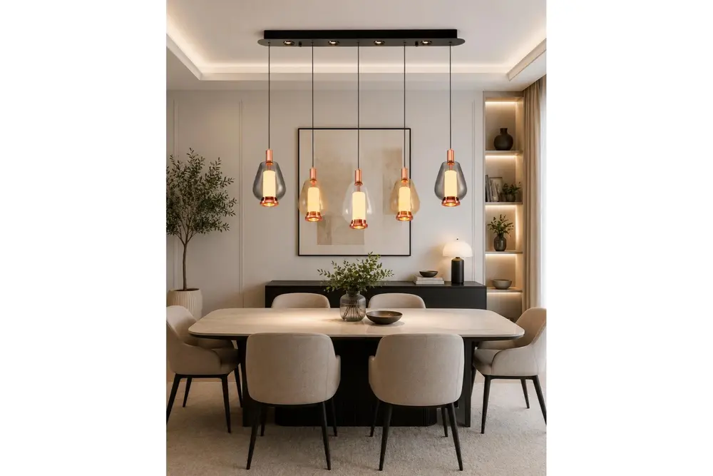 Özcan Aydınlatma Siam Beşli Sıralı Sarkıt, Mix Mixed, 2860-5As-28