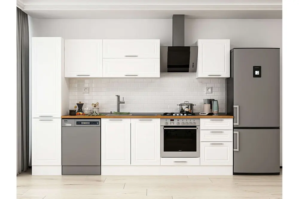 Alvinka 305X210 Cm Klasik Mebran Mutfak Dolabı, Mb E90B45S50 2 Mebran Beyaz Suntalam