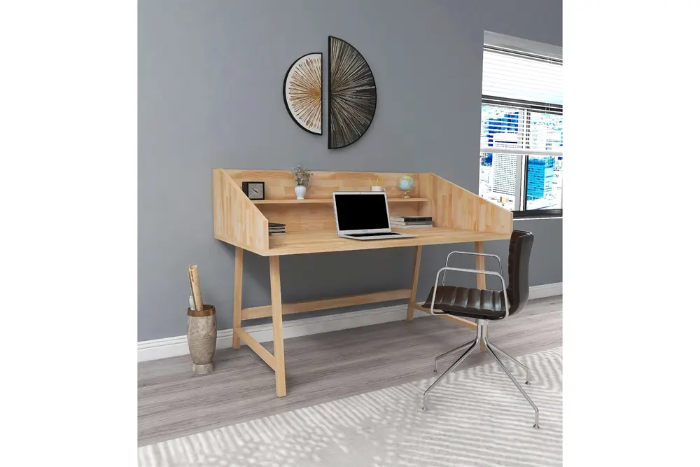Woodface Mely Doğal Ahşap Çalışma Masası, Naturel