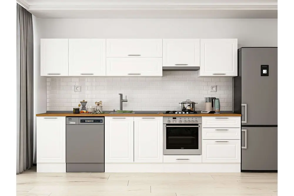 Alvinka 305X210 Cm Klasik Mebran Mutfak Dolabı, M E80S45S60 1 Mebran Beyaz Suntalam