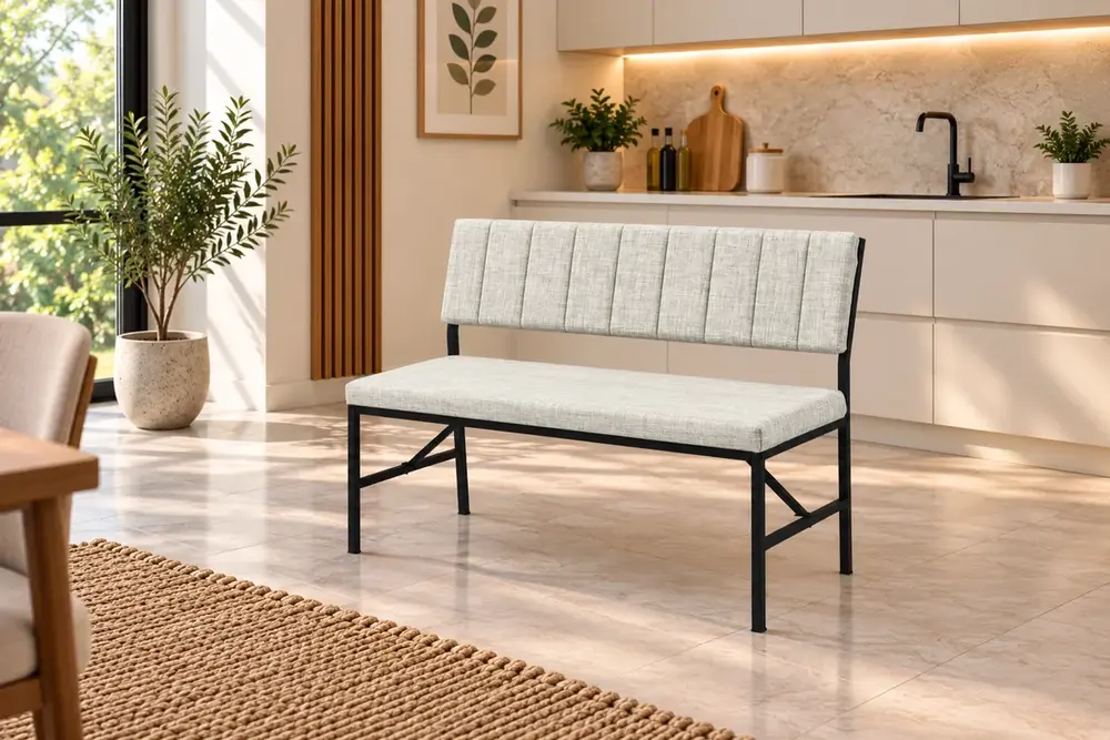 Melody 2 Kişilik Sırtlı Bench, Krem, 90 Cm