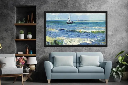 Ahşap Yağlı Boya Dokulu Tablo, Van Gogh Saıntes Marıes