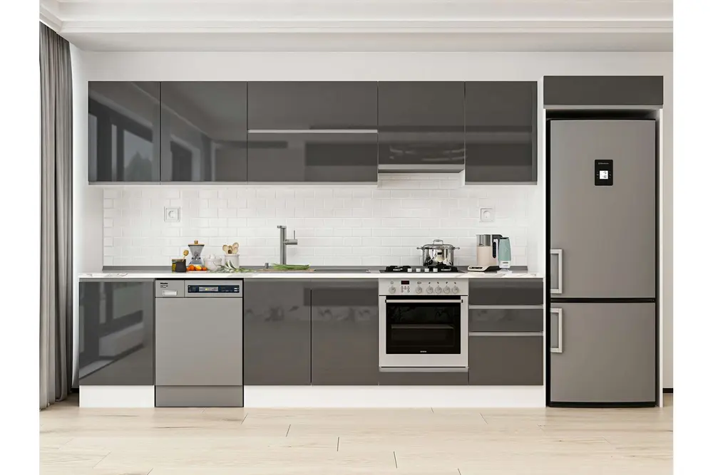 Alvinka 390X222 Cm Mutfak Dolabı, Mb E90S50S50 1 Antrasit Suntalam