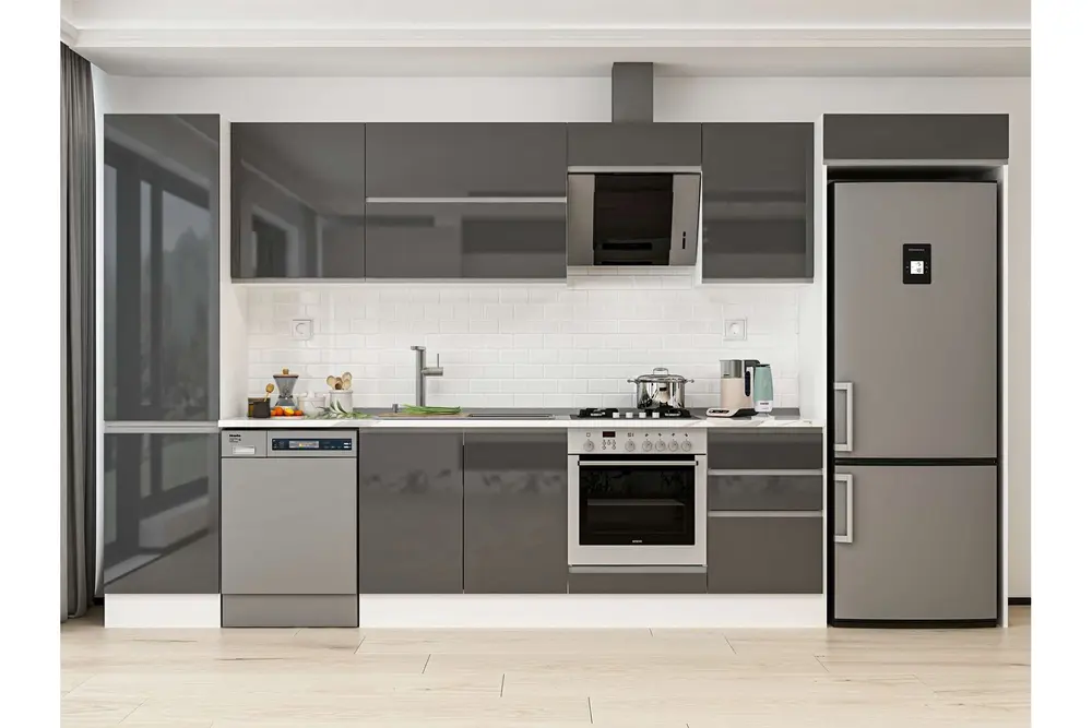 Alvinka 390X222 Cm Mutfak Dolabı, Mbb E90B50S50 2 Antrasit Suntalam