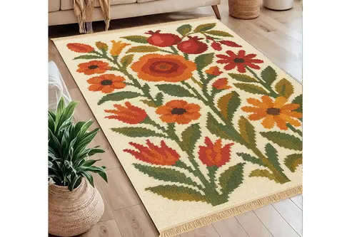 Buket Baskılı Dokuma Taban Halı, 247 Yng, 80X150 Cm