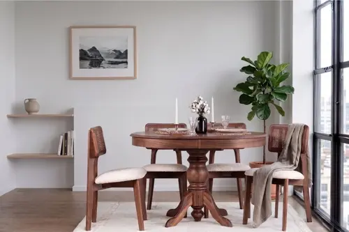Loft Oval Açılır Masa Takımı, Ceviz Rengi, 80X120