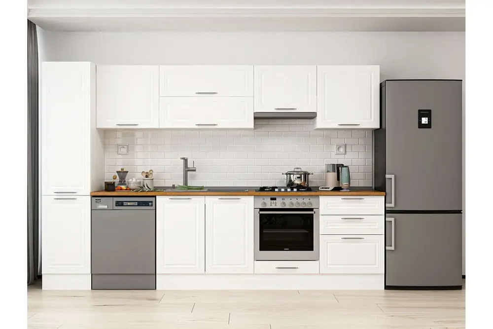 Alvinka 315X210 Cm Klasik Mebran Mutfak Dolabı, Mb E90B45S60 1 Mebran Beyaz Suntalam