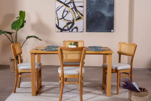 Hazeran İskandinav Masa Takımı, 4 Sandalye 1 Masa, 80X160