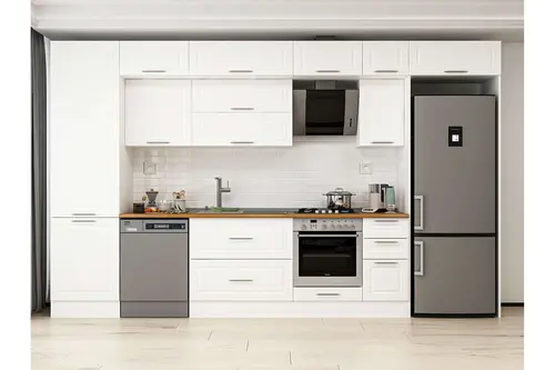 Alvinka 390X240 Cm Klasik Mebran Mutfak Dolabı, Mbb E90B60S40 2 Mebran Beyaz Suntalam