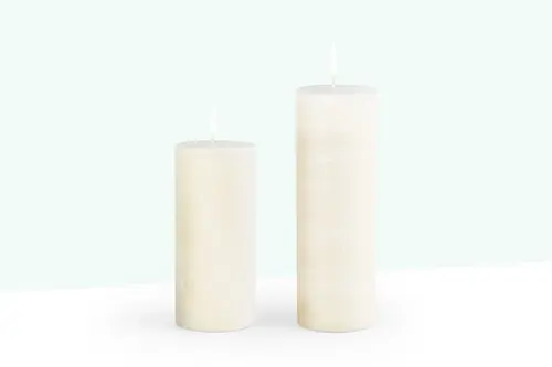 Coho Lumina Rustic Krem Silindir Mum 20 15 Cm Set Of 2