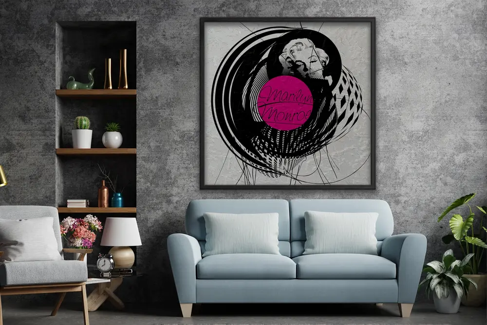 Ahşap Yağlı Boya Dokulu Tablo, Pink Marlyn