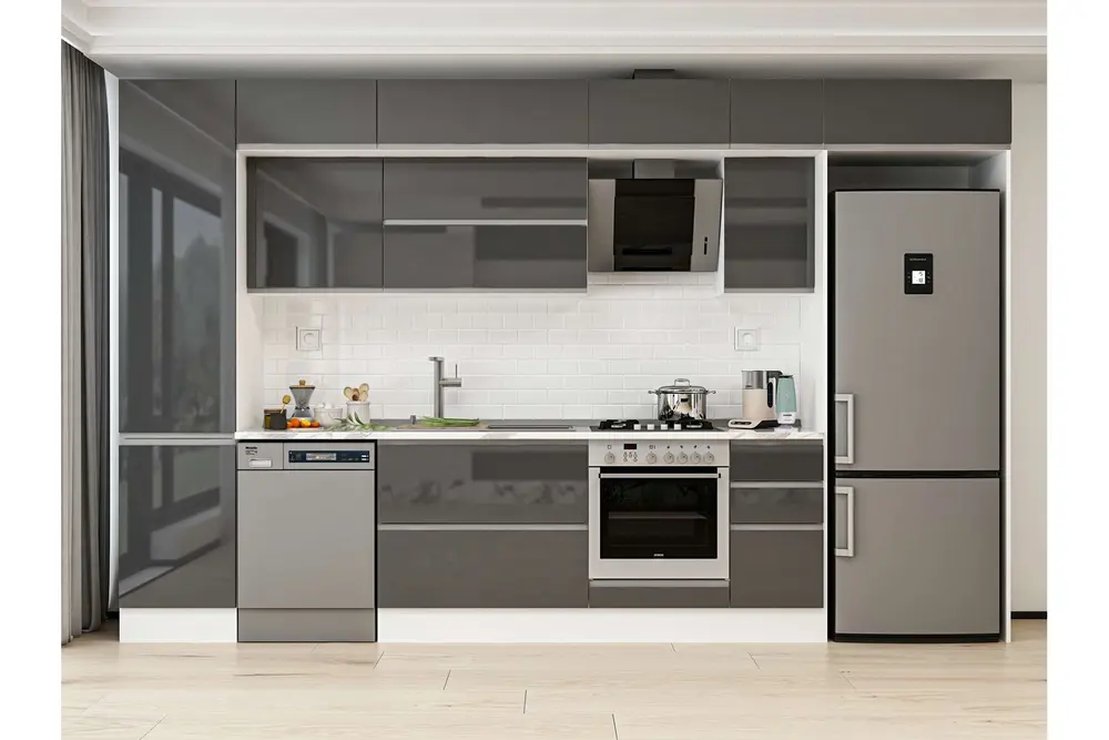 Alvinka 380X240 Cm Mutfak Dolabı, Mbb E90B50S40 2 Antrasit Suntalam