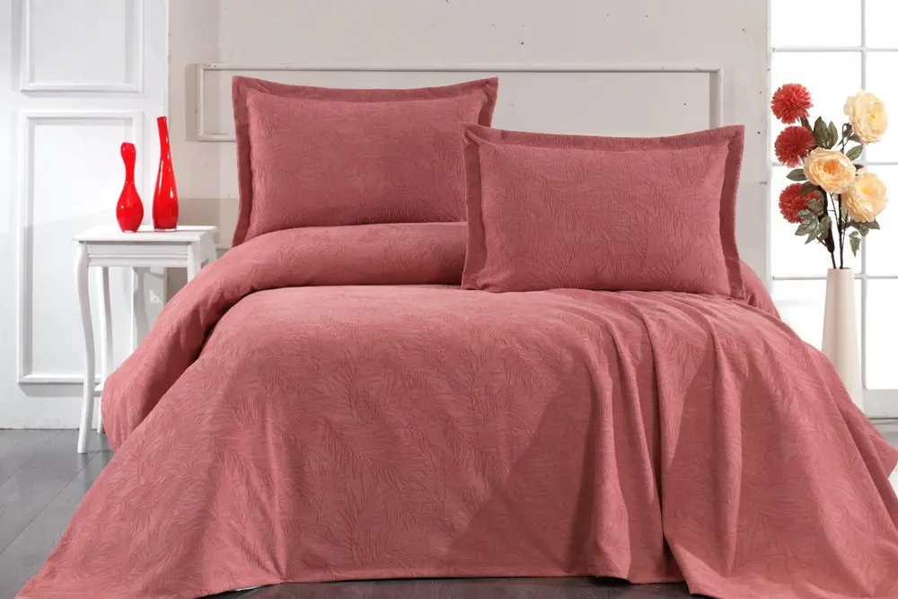 Çapa Home Fiore Yatak Örtüsü, Çift Kişilik, Nar Çiçeği