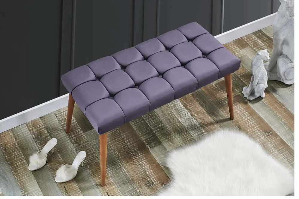 Kapino Bench, Gri, Ahşap Ayak