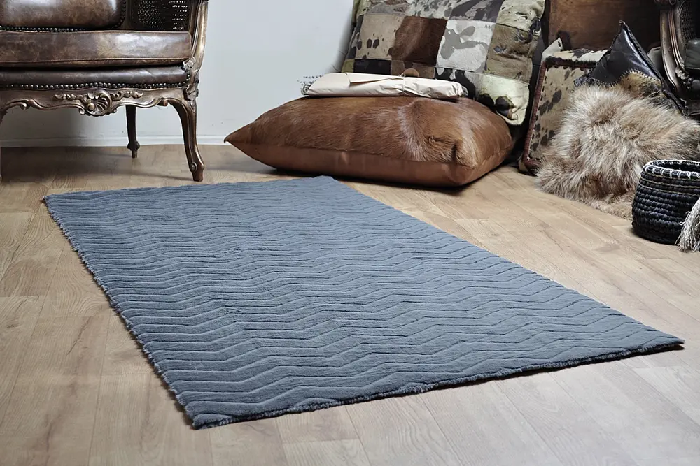 Tappeto Post Peluş Halı, Zikzak Desenli, Gri, 80X150