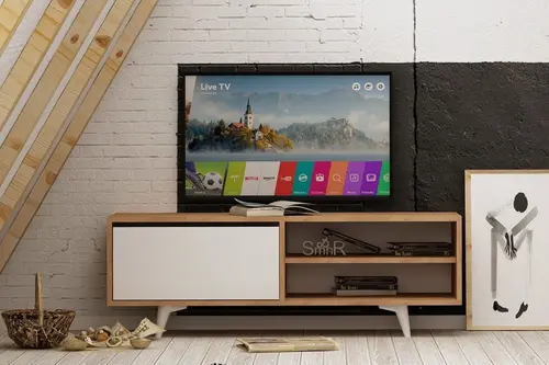 Esmob Maku Tv Sehpası, Meşe-Beyaz