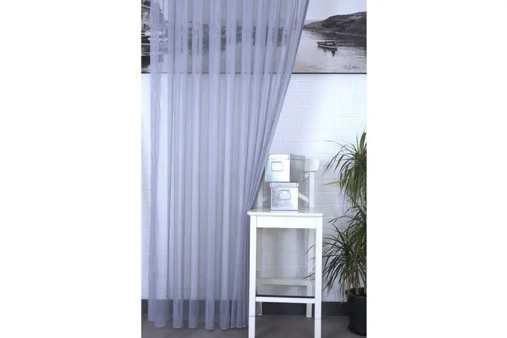 Massarelli Çizgili Tül Mavi 1-3 Sık Pile 100X260