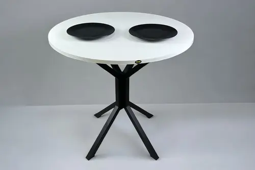 Saray Beyaz Mutfak Masası Siyah Ayak 80 Cm