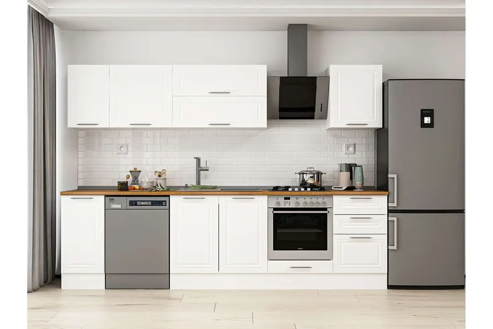 Alvinka 300X210 Cm Klasik Mebran Mutfak Dolabı, M E90S40S50 2 Mebran Beyaz Suntalam