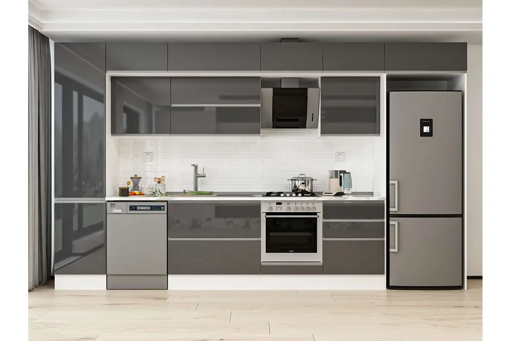 Alvinka 400X240 Cm Mutfak Dolabı, Mbb E90B50S60 2 Antrasit Suntalam