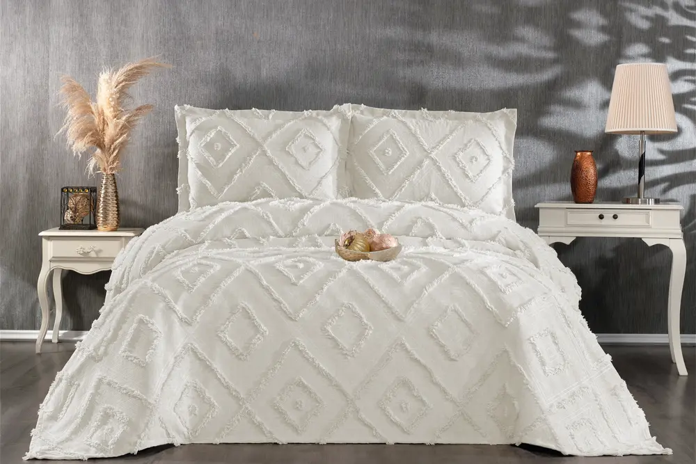 Çapa Home Harmony Yatak Örtüsü, Çift Kişilik, Krem