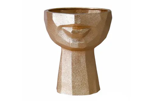 Dokulu Yarım Yüz Saksı Gold Büyük Boy