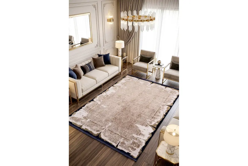 Koza Nostalgia Bej Gold Salon Halısı A3008A, 100X200