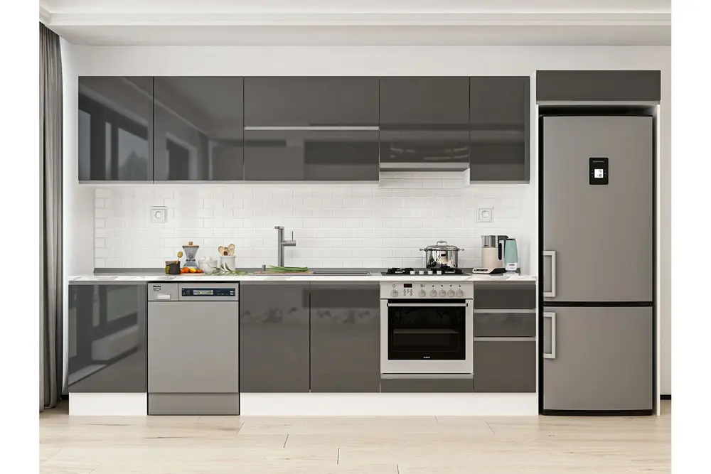 Alvinka 380X222 Cm Mutfak Dolabı, Mb E90S50S40 1 Antrasit Suntalam