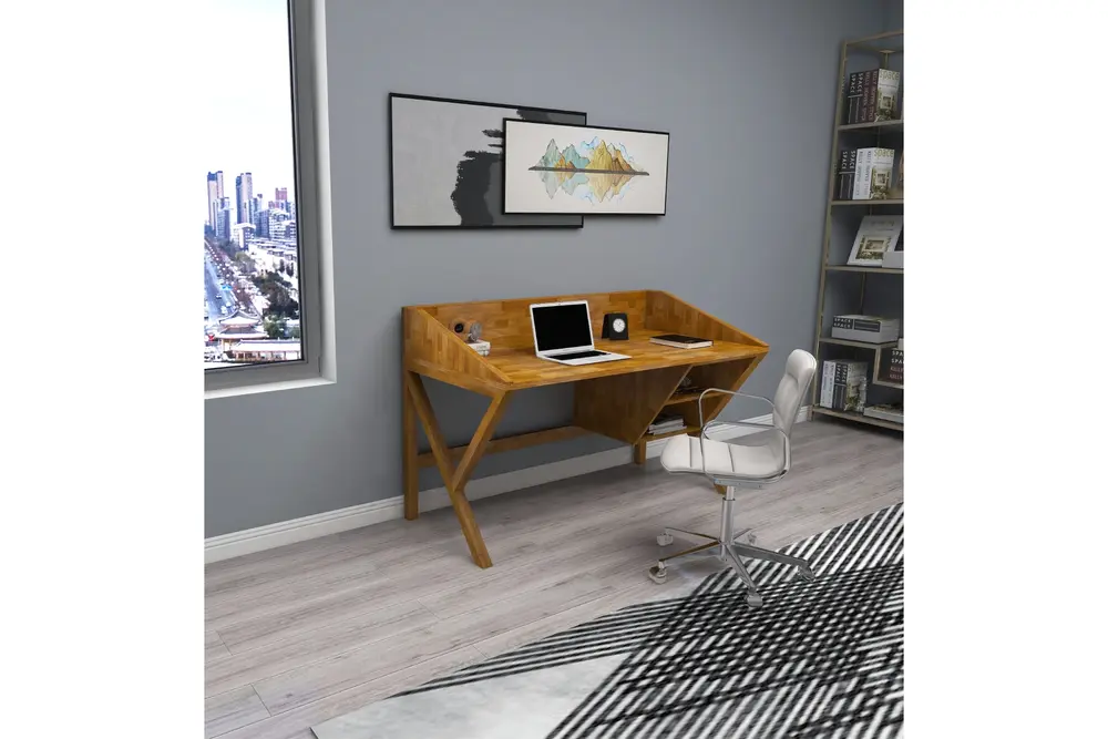 Woodface Snow Doğal Ahşap Çalışma Masası, Meşe