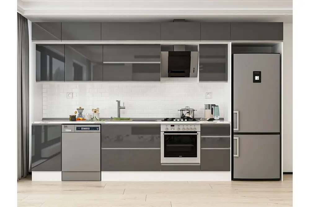Alvinka 380X240 Cm Mutfak Dolabı, Mb E90S45S45 2 Antrasit Suntalam