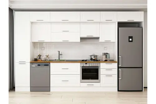 Alvinka 385X240 Cm Klasik Mebran Mutfak Dolabı, Mbb E90B45S50 1 Mebran Beyaz Suntalam