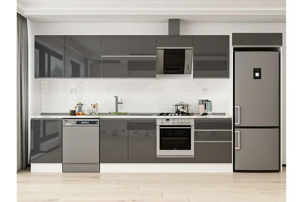 Alvinka 400X222 Cm Mutfak Dolabı, Mb E90S50S60 2 Antrasit Suntalam