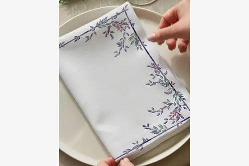 Lavanta Yaprakları Pamuklu Dört Adet Peçete