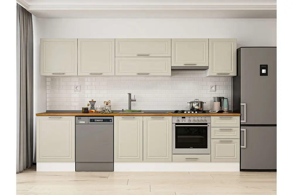 Alvinka 305X210 Cm Klasik Mebran Mutfak Dolabı, M E80S60S45 1 Mebran Kumtaşı Suntalam